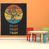  Retro Zonsondergang & Pilot Vliegen, Luchtvaart,  Fleece Deken