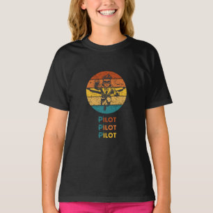  Retro Zonsondergang & Pilot Vliegen, Luchtvaart,  T-shirt