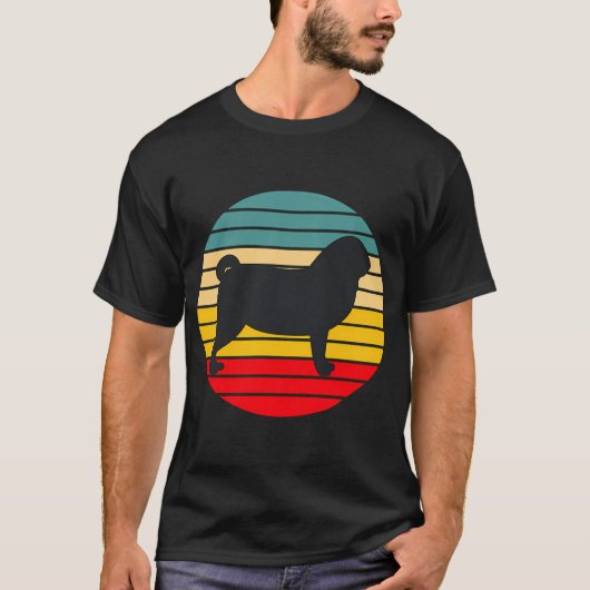 Retro Zonsondergang Pug T-shirt (Voorkant)