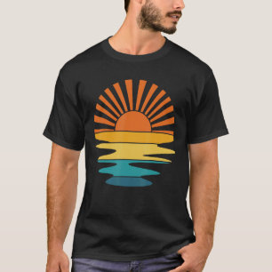 Retro Zonsondergang Rays Wavy Beachy Vibes Summer T-shirt