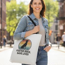 Retro Zonsondergang Reddingshond Voorstander Vakan Tote Bag