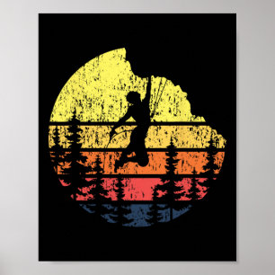Retro Zonsondergang Rotsbeklimmer - Boulderaar Bou Poster