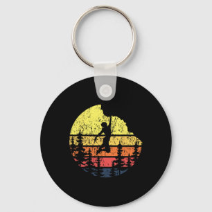 Retro Zonsondergang Rotsbeklimmer - Boulderaar Bou Sleutelhanger