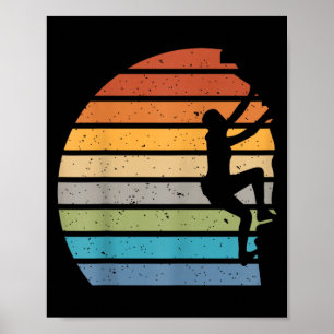 Retro zonsondergang rotsklimmen outdoor sporten be poster