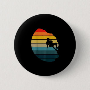 Retro zonsondergang rotsklimmen rugzakker berg ronde button 5,7 cm