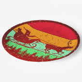 Retro  Zonsondergang Santa Sleigh 9" Papieren Bordje (Gekanteld)