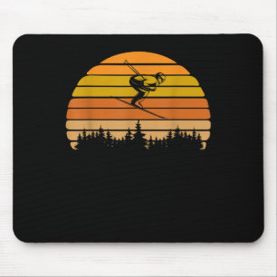 Retro Zonsondergang Skidesign Voor Skiërs  Muismat