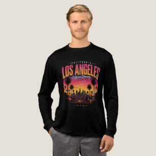 Retro Zonsondergang Skyline Los Angeles Californië Tri-Blend Shirt