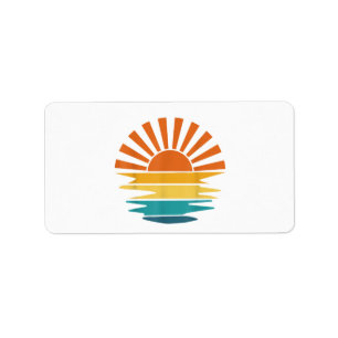 Retro Zonsondergang Stralen Golf Vintage Retro Zon Etiket