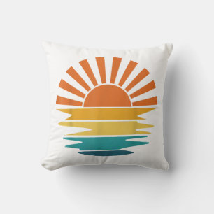Retro Zonsondergang Stralen Golf Vintage Retro Zon Kussen