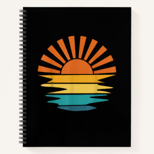 Retro Zonsondergang Stralen Golf Vintage Retro Zon Notitieboek