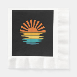 Retro Zonsondergang Stralen Golf Vintage Retro Zon Servet