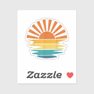 Retro Zonsondergang Stralen Golf Vintage Retro Zon Sticker