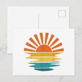 Retro Zonsondergang Stralen Golvende  Retro Zonnes Briefkaart (Voorkant / Achterkant)