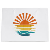 Retro Zonsondergang Stralen Golvende  Retro Zonnes Groot Cadeauzakje (Voorkant)