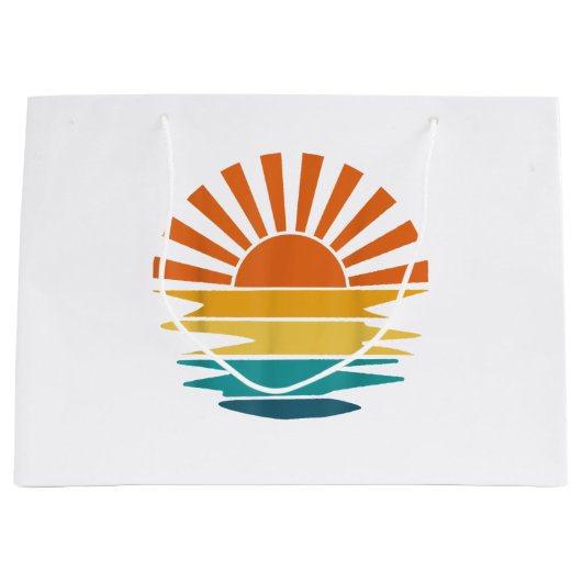 Retro Zonsondergang Stralen Golvende  Retro Zonnes Groot Cadeauzakje (Voorkant)