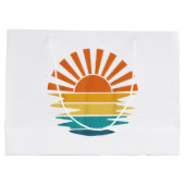Retro Zonsondergang Stralen Golvende  Retro Zonnes Groot Cadeauzakje (Achterkant)