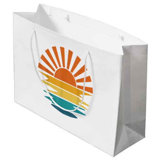 Retro Zonsondergang Stralen Golvende  Retro Zonnes Groot Cadeauzakje (Achterkant Gekanteld)