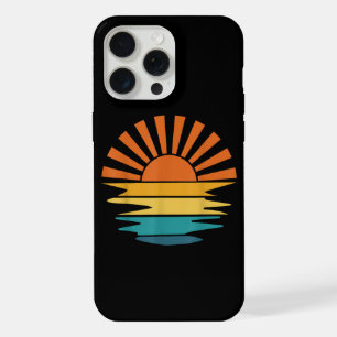Retro Zonsondergang Stralen Golvende Retro Zonnes iPhone 15 Pro Max Case