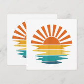 Retro Zonsondergang Stralen Golvende  Retro Zonnes Kaart (Voorkant / Achterkant)