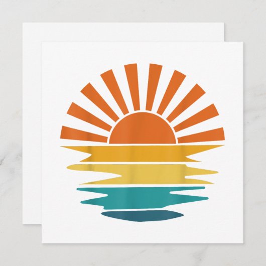 Retro Zonsondergang Stralen Golvende  Retro Zonnes Kaart (Voorkant / Achterkant)