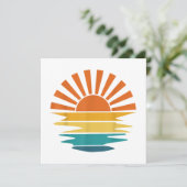 Retro Zonsondergang Stralen Golvende  Retro Zonnes Kaart (Staand voorkant)