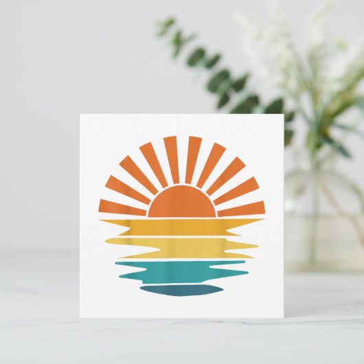 Retro Zonsondergang Stralen Golvende Retro Zonnes Kaart (Staand voorkant)