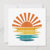 Retro Zonsondergang Stralen Golvende  Retro Zonnes Kaart (Achterkant)