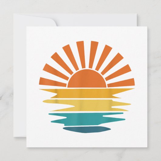 Retro Zonsondergang Stralen Golvende  Retro Zonnes Kaart (Achterkant)