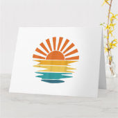 Retro Zonsondergang Stralen Golvende  Retro Zonnes Kaart (Gele Bloem)