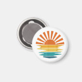 Retro Zonsondergang Stralen Golvende Retro Zonnes Magneet (Voorkant / Achterkant)