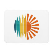 Retro Zonsondergang Stralen Golvende Retro Zonnes Magneet (Horizontaal)