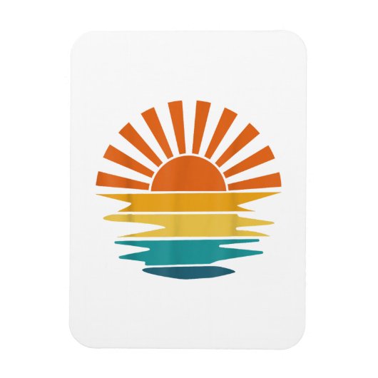 Retro Zonsondergang Stralen Golvende Retro Zonnes Magneet (Verticaal)