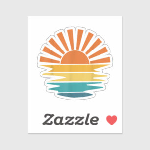 Retro Zonsondergang Stralen Golvende  Retro Zonnes Sticker
