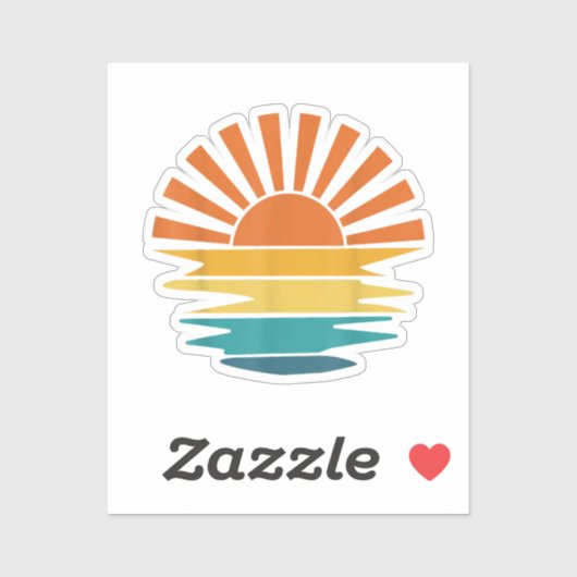 Retro Zonsondergang Stralen Golvende  Retro Zonnes Sticker (Vel)