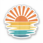 Retro Zonsondergang Stralen Golvende  Retro Zonnes Sticker (Voorkant)