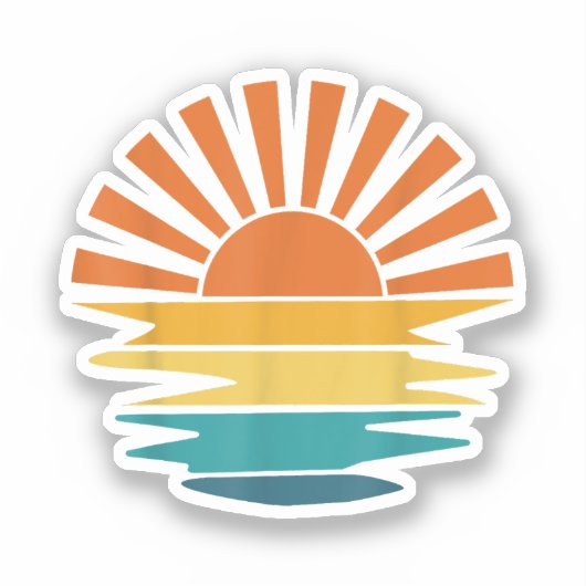 Retro Zonsondergang Stralen Golvende  Retro Zonnes Sticker (Voorkant)