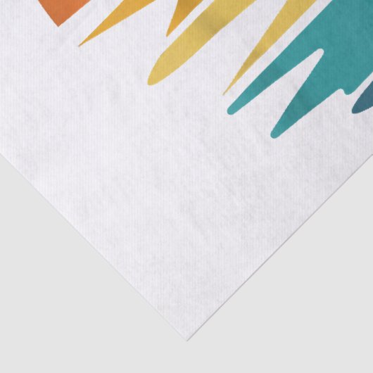 Retro Zonsondergang Stralen Golvende  Retro Zonnes Tissuepapier (Detail)