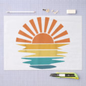 Retro Zonsondergang Stralen Golvende  Retro Zonnes Tissuepapier (Craft)