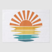 Retro Zonsondergang Stralen Golvende  Retro Zonnes Tissuepapier (Voorkant)