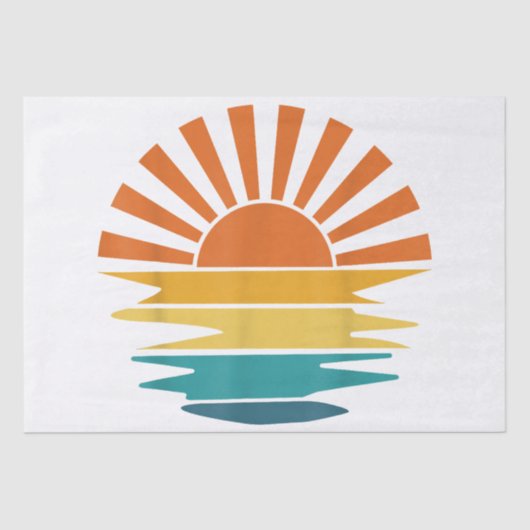 Retro Zonsondergang Stralen Golvende  Retro Zonnes Tissuepapier (Voorkant)