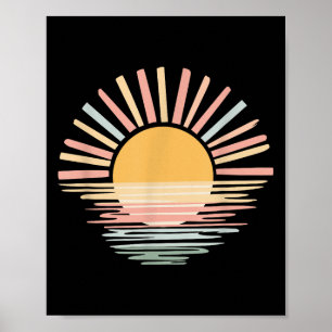 Retro Zonsondergang Stralen, meisjes Zomer, bella  Poster