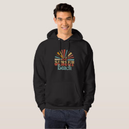 Retro Zonsondergang Strand Vintage Typografie Hoodie