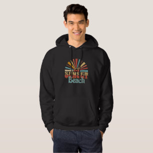 Retro Zonsondergang Strand Vintage Typografie Hoodie