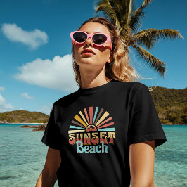 Retro Zonsondergang Strand Vintage Typografie T-shirt