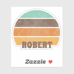 Retro Zonsondergang Strepen Cirkel Zon Gepersonali Sticker