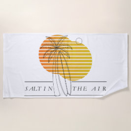 Retro Zonsondergang Surfplank Minimalistisch Zout  Strandlaken