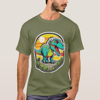 Retro Zonsondergang T-Rex Dinosaurus T-shirt