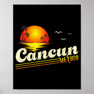 Retro Zonsondergang Tropische Zomer Vakantie Cancu Poster