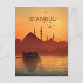 Retro Zonsondergang Uitzicht Istanbul Turkije Reiz Briefkaart